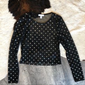 Topshop Second Skin Glitter Mesh Top Size 10